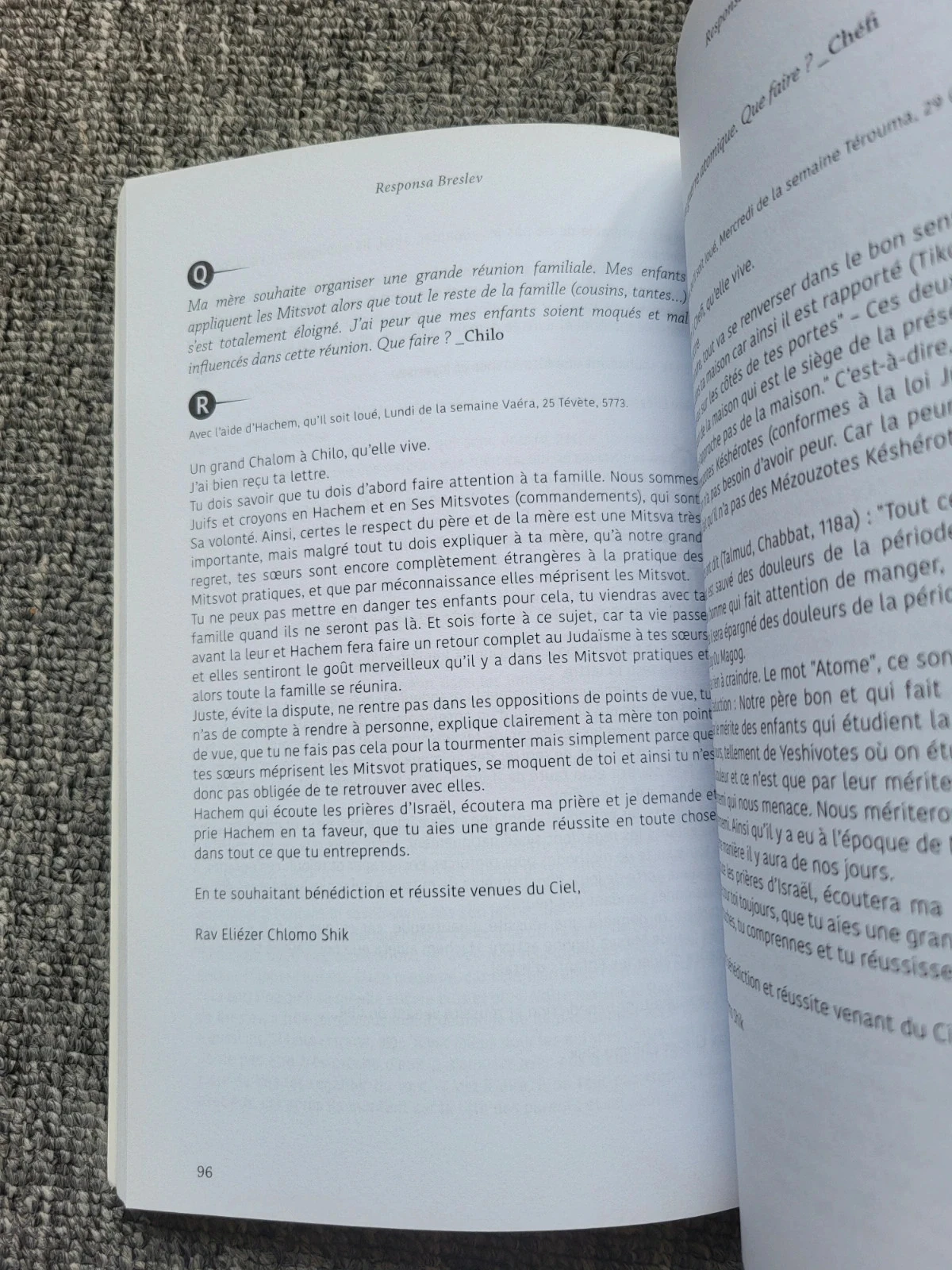 Livro Responsa Breslev Tomo 1 Rav Eliezer Chlomo Shik Na'hman de Breslev Tikun Haklali – photo 6